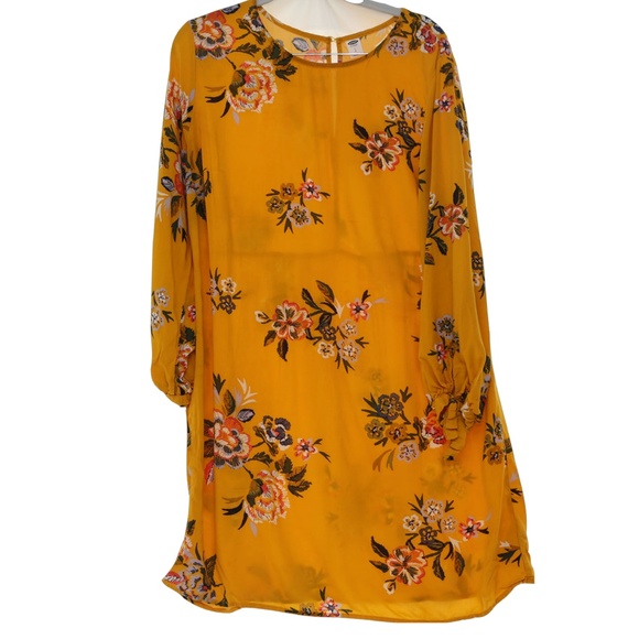 Old Navy - Yellow Floral 3/4 Sleeve Dress - Picture 2 of 4